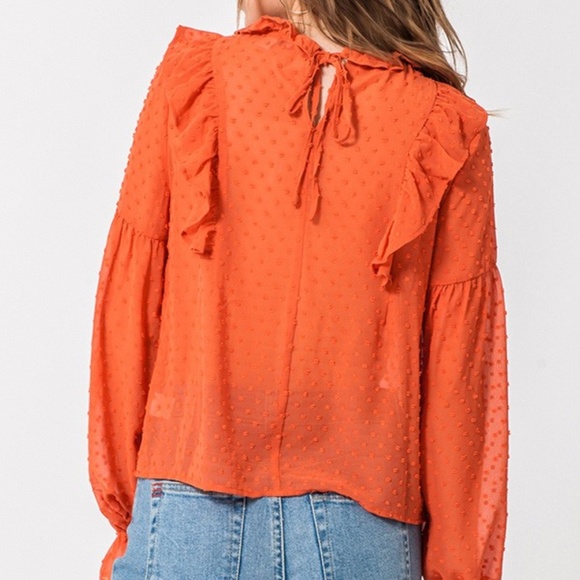 Orange Ruffle Blouse - Picture 2 of 7
